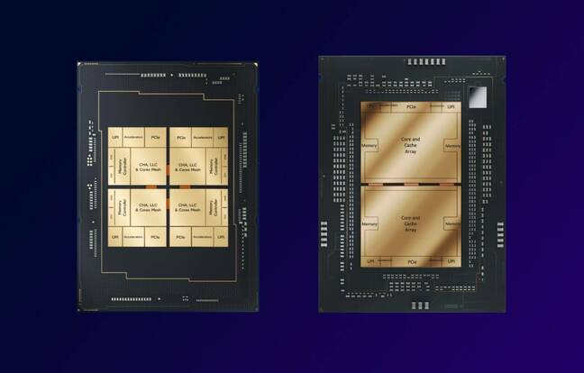 As you can see between Sapphire and Emerald Rapids Intel made the switch from four medium-sized dies to a pair of nearly reticle limited ones. As you can see between Sapphire and Emerald Rapids Intel made the switch from four medium-sized dies to a pair of nearly retical limited ones.